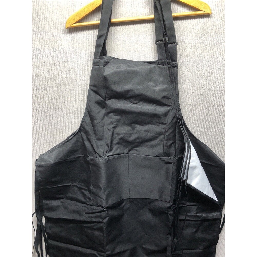4Pk Chef Aprons Baking Restaurant Black Pockets Adjustable Neck Tie Closure